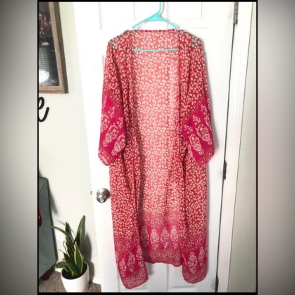 Free People Pink and Red Kimono